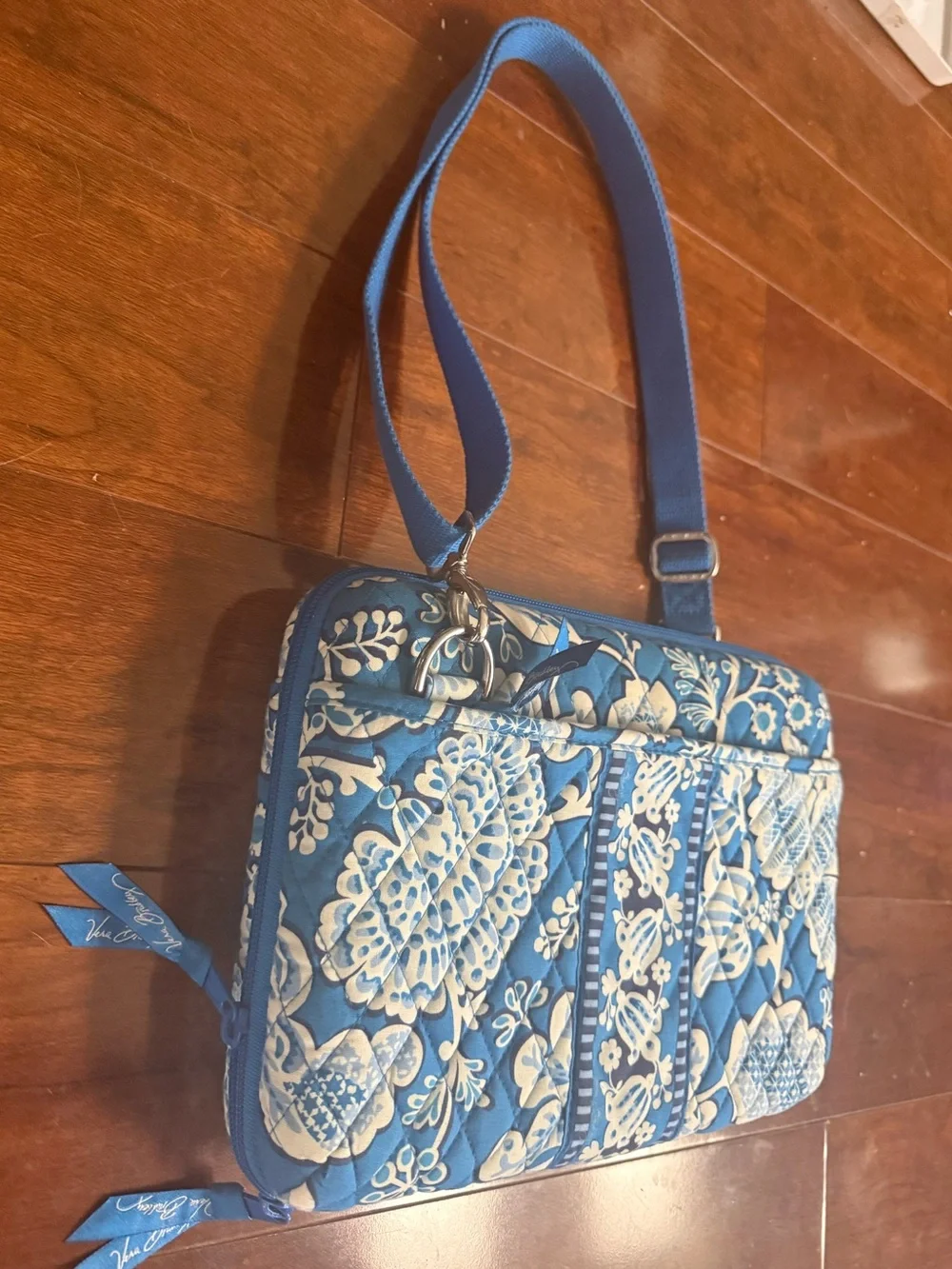 Vera Bradley Blue Lagoon Hard Side Tech Portfolio Organizer Case Bag Crossbody